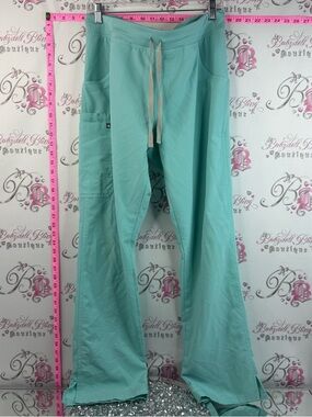 Figs pants scrub pants bright aqua wide leg Teal Drawstring Medical Scrub Pants